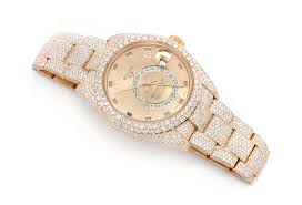 Rolex Skydweller Custom Full Iced Out Diamonds 18k Yellow Gold Mariana Forever Jewelry