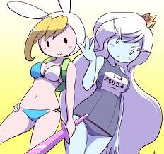 fionna the human girl and ice queen (adventure time) drawn by nollety 