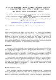 Congratulations on taking the first step towards achieving your educational goals. Pdf An Overview Of Mobile Application In Learning For Student Of Kolejpoly Tech Mara Kptm By Using Mobile Phone