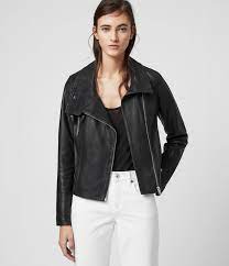 Allsaints Uk Womens Bales Leather Biker Jacket Black Leather Jackets Women Biker Jacket Leather Jacket