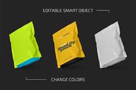 Matte Stand Up Pouch Mockup Set In Packaging Mockups On Yellow Images Creative Store