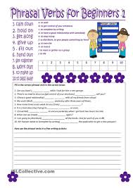 Phrasal Verbs For Beginners 1 Verb Worksheets Teaching Vocabulary English Writing Skills