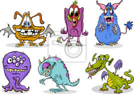Comic Monster Illustration Reihe Leinwandbilder Bilder Tintenfisch Missgeburt Shaggy Myloview De
