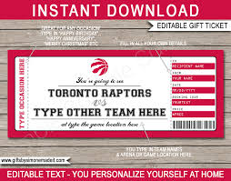 The toronto raptors are a canadian professional basketball team. Toronto Raptors Game Ticket Gift Voucher Printable Surprise Nba Basketball Tickets