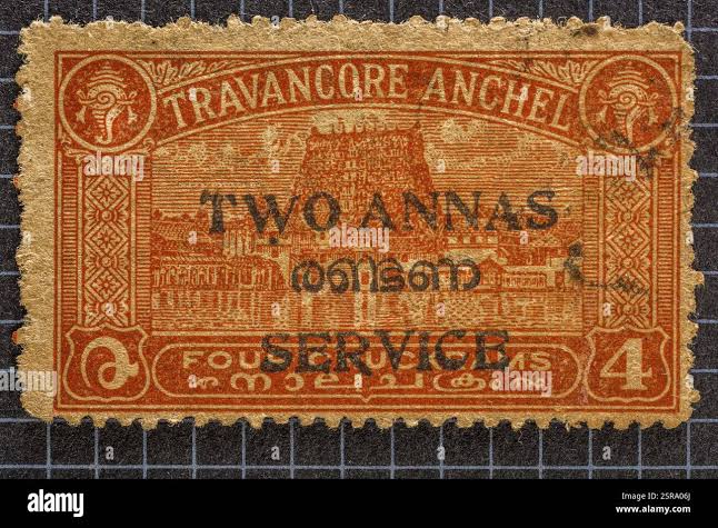 Travancore anchel stamp hi-res stock photography and images - Alamy