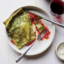 Ricotta Filled Handkerchief Pasta With Pesto And Marinara Recipe Recipe Ricotta Filled Recipes Pesto Pasta Recipes