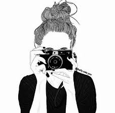 Black And White Woman Drawing Pin On Drawings