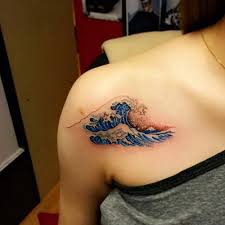 The wave tattoo is extremely symbolic and it has a great deal of meaning. Adaptation Of The Great Wave Off Kanagawa Tattoo On
