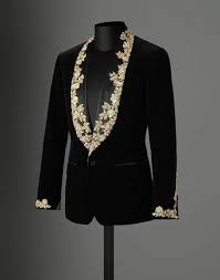 Black And Gold Blazer Mens Blackandgold Black Velvet And Gold Floral Embroidery Suit Jacket Pharaohslegacy Fabulous Doesn T Be Wedding Suits Groomsmen Mens Fashion Blazer Skinny Suits