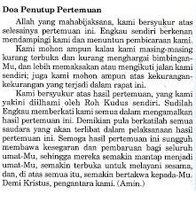Doa pembukaan (spontan atau dengan teks yang bersifat trinitas). Doa Penutup Pertemuan Gereja Rk Gereja Roma Katolik Di Indonesia