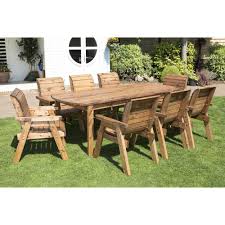 8 Seater Rectangular Garden Dining Set Chair Lawn Patio Outdoor Wooden Furniture Wooden Garden Table Garden Furniture Sets Contemporary Garden Rooms