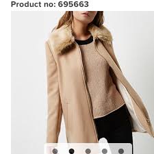 Calvin klein womens classic cashmere wool blend coat. River Island Camel Faux Fur Collar Coat Fur Can Be Depop