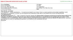 Use the production schedule to determine the order of operations. Computer Operator Cover Letter