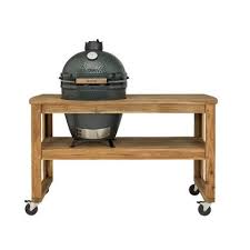 Big Green Egg Large Met Acacia Tafel Grote Groene Eieren Groene Eieren Tafel Op Wielen