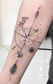 Compass arrow tattoo an arrow with a compass on it represents the fact that, no matter how far away you are, your target will still be hit. Compass Tattoos Main Themes Tattoo Styles Ideas