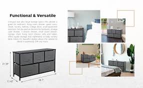 Dressers, chests, beds, nightstands, armoires, wardrobes & more at the home depot®. Amazon Com Zeny Extra Wide Dresser Storage Tower Storage Tower Unit For Bedroom Hallway Closet Office Organization Steel Frame Wood Top Easy Pull Fabric Bins 5 Drawers Home Kitchen