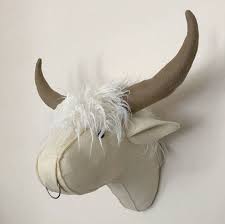 Highland Cow Taxidermy Wall Decor Head Mount Faux Animal Head Sewing Stuffed Animals Fabric Animals