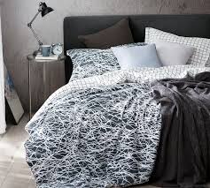 Twin bedding ensemble will add instant elegance to your child's room. Black Twin Xl Comforter White Scribble Design Oversized Twin Bedding Black And White Bedspread