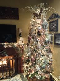 Frosted Forrest Owl Christmas Tree W Silver Gold White Brown Burlap And Grapev Michaels Christmas Trees Green Christmas Decorations Black Christmas Trees