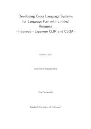 Allah subhanahu wata'ala maha mengetahui apa yang kamu kerjakan. Pdf Developing Cross Language Systems For Language Pair With Limited Resource Indonesian Japanese Clir And Clqa Doctor Of Engineering