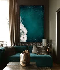 Dark Cloud Artteal Cloud Painting On Canvasdark Teal Large Etsy In 2021 Cloud Painting Teal Wall Art Huge Wall Art