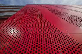 Custom Perforated And Painted Aluminum Facade For A 3 Story Parking Garage In Los Angeles Ca Usa Designed Wall Exterior Perforated Metal Panel Steel Design