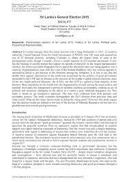 Pdf Sri Lanka S General Election 2015