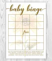 Baby Shower Bingo Blank Bingo Board Baby Shower Bingo Cards Instant Download Sunflower Baby Shower Game Baby Shower Fun Baby Shower Bingo Baby Shower