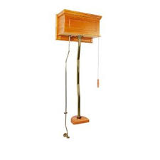 The tank is constructed from dark oak hardwood and sits square against the wall for convenient installation. Renovators Supply High Tank Pull Chain Toilet Conversion Kit Brass Oak