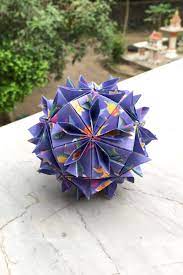 Strelitzia Kusudama Prworigami Birds Of Paradise Flower Origami Purple Pattern