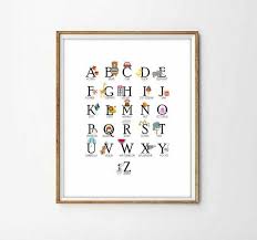 English Alphabet Print Nursery Print Animal Nursery Nursery Decor Alphabet Print Animals Alphabet Kids Room Decor 4 Sizes Included Kids Art Prints Spanish Alphabet Alphabet Print