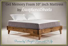Frugal Mom And Wife Gel Memory Foam 10 Inch Mattress By Exceptionalsheets Review Wood Platform Bed Wood Platform Bed Frame Solid Wood Platform Bed