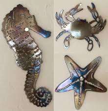 Crab Sea Horse Starfish Set Metal Sculpture Wall Art Home Decor Wall Sculpture Art Metal Sculpture Wall Art Metal Sculpture