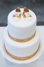 White And Gold Baby Shower Cake Gold Baby Shower Cake Baby Shower Cakes Neutral Baby Shower Cakes For Boys