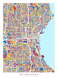 Milwaukee street map and driving directions. Milwaukee Wisconsin City Map Digital Art By Michael Tompsett