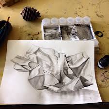 Lavi Art Crumpled Paper Bleistiftzeichnung Zerknulltes Papier Zeichnungen