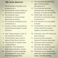 Add A Twist To Your Game With These Curses Perhaps A Disgruntled Witch Doctor Decides To Exact Th Dungeon Master S Guide Dnd Monsters D D Dungeons And Dragons