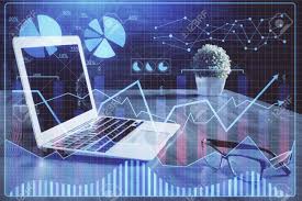 Double Exposure Of Forex Chart And Work Space With Computer