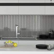 Ice bevel subway 11.73 in. White Deco Herringbone Glass Mosaic Tile Tile Club