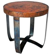 Round Strap End Table With Hammered Copper Top Prima Eclectic Copper End Tables Copper Side Table Side Table Copper End Table