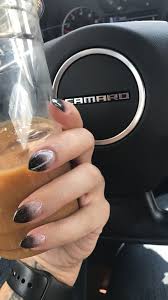 Ombre Black And Clear Nails Ombre Nails Black And White Black And Clear Glitter Coffin Almond Powder Done By Jessica At Beauty Zone In Hous Ombre Nails Black Ombre Nails Black Nails