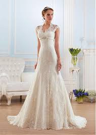 Magbridal Gorgeous Lace Queen Anne Neckline A Line Wedding Dresses With Beadings In 2020 Aline Wedding Dress Short Wedding Dress Wedding Dress Styles
