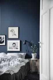 Grey Black And Blue Bedroom Dark Wall Color Combined With White Furniture For Cozy And Relaxing Bedroom Blue Bedroom Decor Blue Bedroom Walls Bedroom Colors