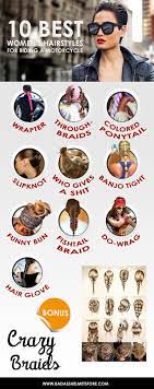 10 Best Hairstyles For Women Who Ride Motorcycles Motorcycle Hairstyles Motorcycle Riding Outfits Helmet Hair