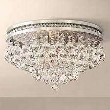 Regina Brushed Nickel 15 1 4 Wide Crystal Ceiling Light 1y132 Lamps Plus Ceiling Lights Crystal Ceiling Light Crystal Chandelier