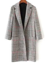 Black And White Houndstooth Coat Women S Lapel Houndstooth Coat Houndstooth Coat Plaid Wool Coat Coats For Women