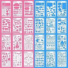 Amazon Com Bullet Journal Supplies 24 Pieces Plastic Planner Stencils Journal Notebook Diary Scrapbo Bullet Journal Stencils Drawing Stencils Stencil Template