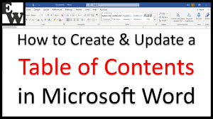 How To Create And Update A Table Of Contents In Microsoft Word