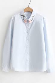 I like to press the collar so that the upper collar juts out a smidge, about 1 mm. Chic Floral Embroidered Collar Long Sleeve Casual Buttons Down Shirt Beautifulhalo Com