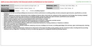 building inspector cv resume sample